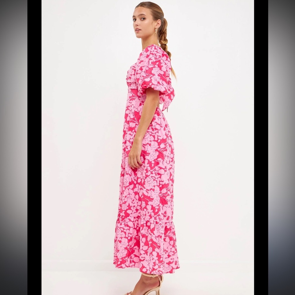 Vibrant Pink Floral Maxi Dress